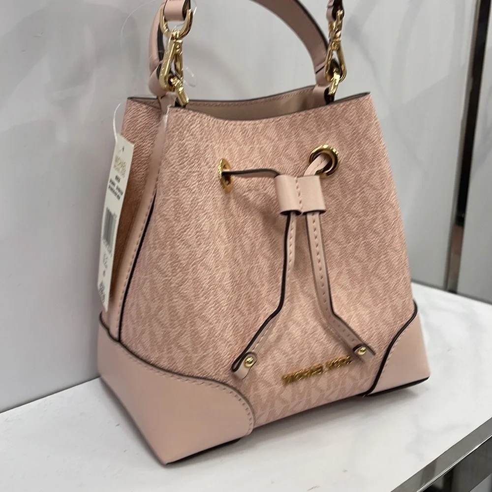 MICHAEL KORS 35F2GM9M1B MERCER SMALL BUCKET DRAWSTRING CROSSBODY Dk Powder Blush